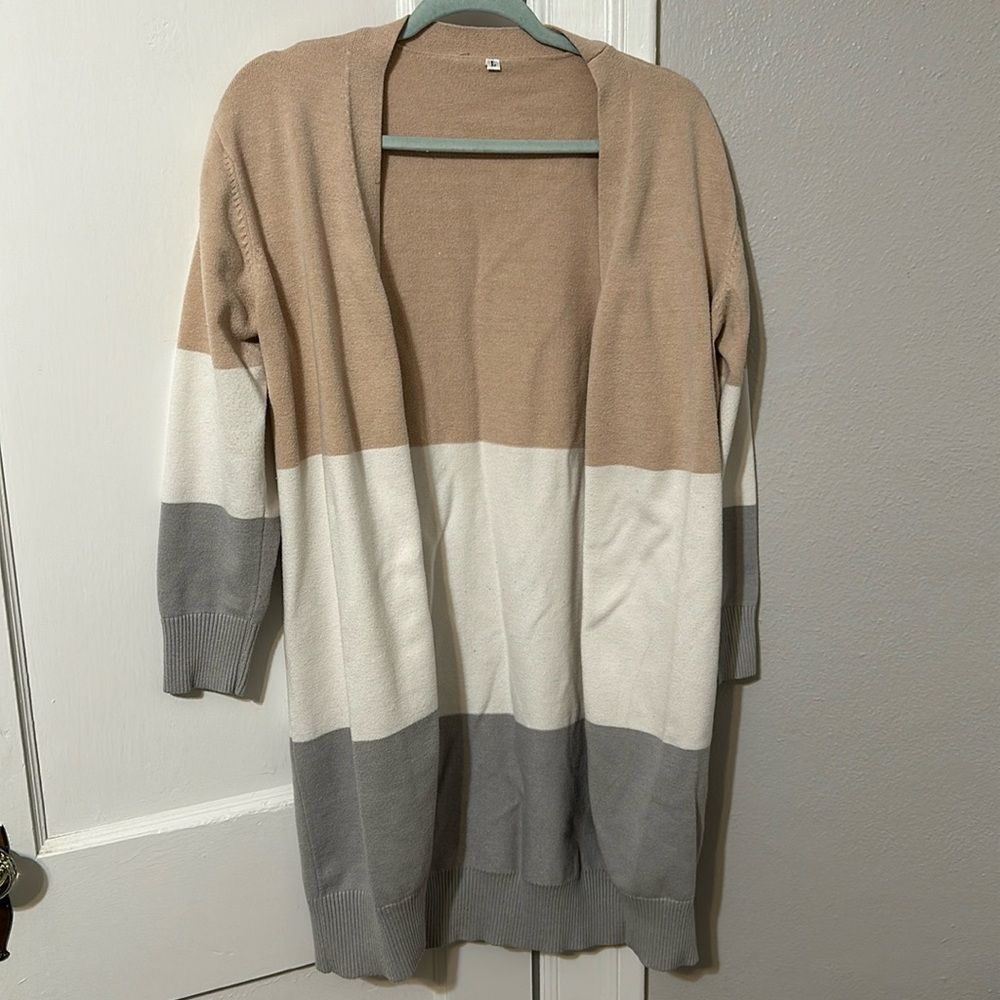 Long Color block medium weight cardigan